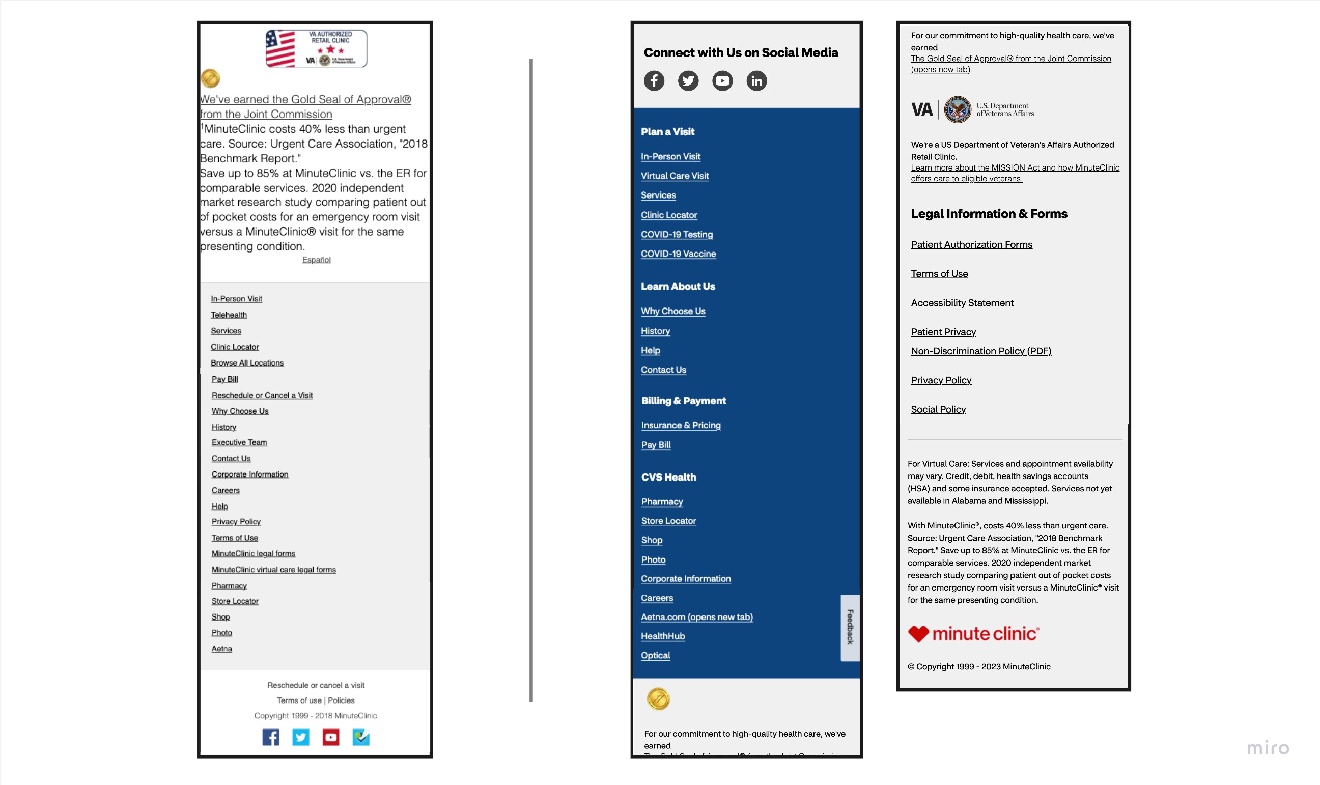 Mobile - Footer Legacy & Redesign Comparison